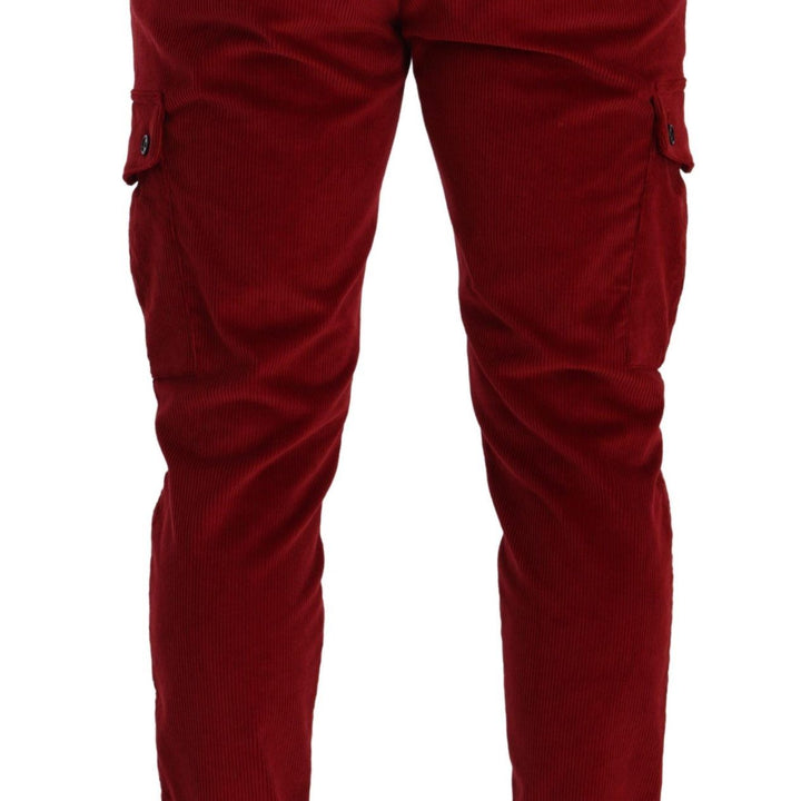 Dolce & Gabbana Red Corduroy Cotton Cargo Skinny Trouser Pants