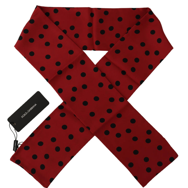 Dolce & Gabbana Red Polka Dot Silk Shawl Neck Wrap Scarf