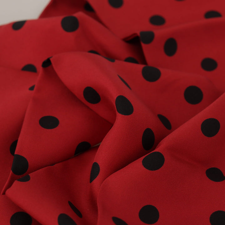 Dolce & Gabbana Red Polka Dot Silk Shawl Neck Wrap Scarf