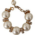 Dolce & Gabbana Gold Tone Brass Crystal Maxi Pearl Embellished Bracelet