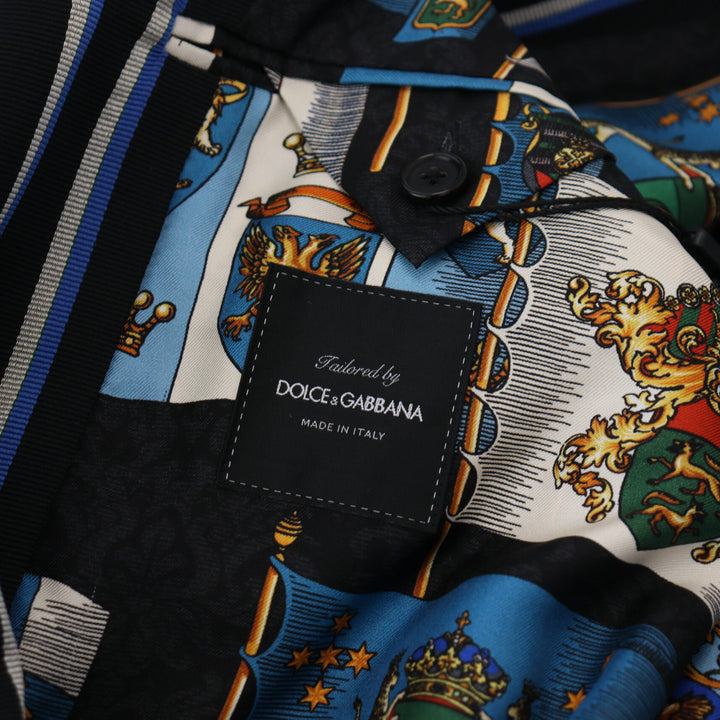 Dolce & Gabbana Black Blue Martini Printed Lining Robe