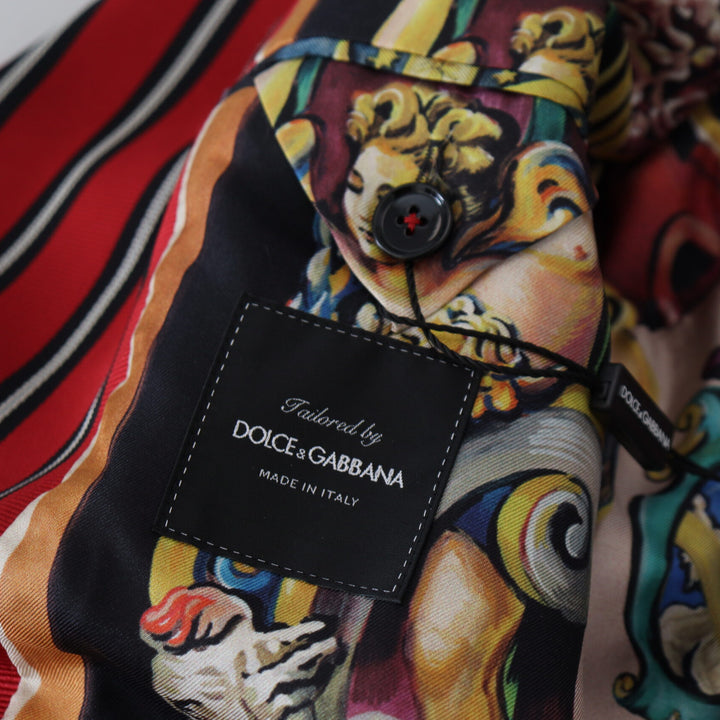 Dolce & Gabbana Red Striped Martini Printed Lining Robe