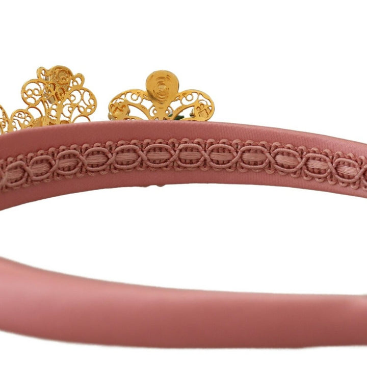 Dolce & Gabbana Multicolor Crystals Flower Love Crown Headband Diadem