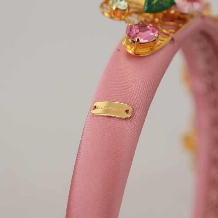 Dolce & Gabbana Multicolor Crystals Flower Love Crown Headband Diadem