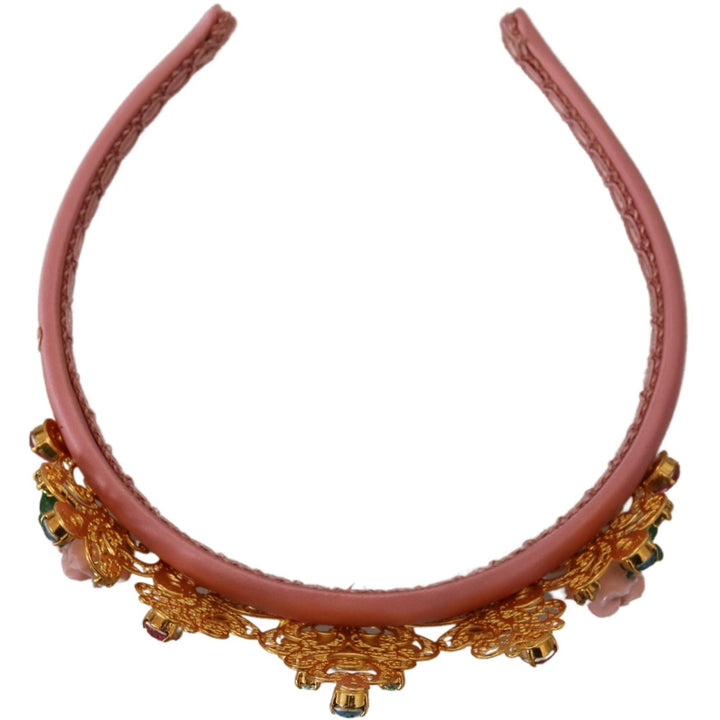 Dolce & Gabbana Multicolor Crystals Flower Love Crown Headband Diadem
