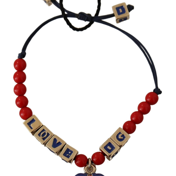 Dolce & Gabbana Red Blue Beaded DG LOVES LONDON Flag Branded Bracelet