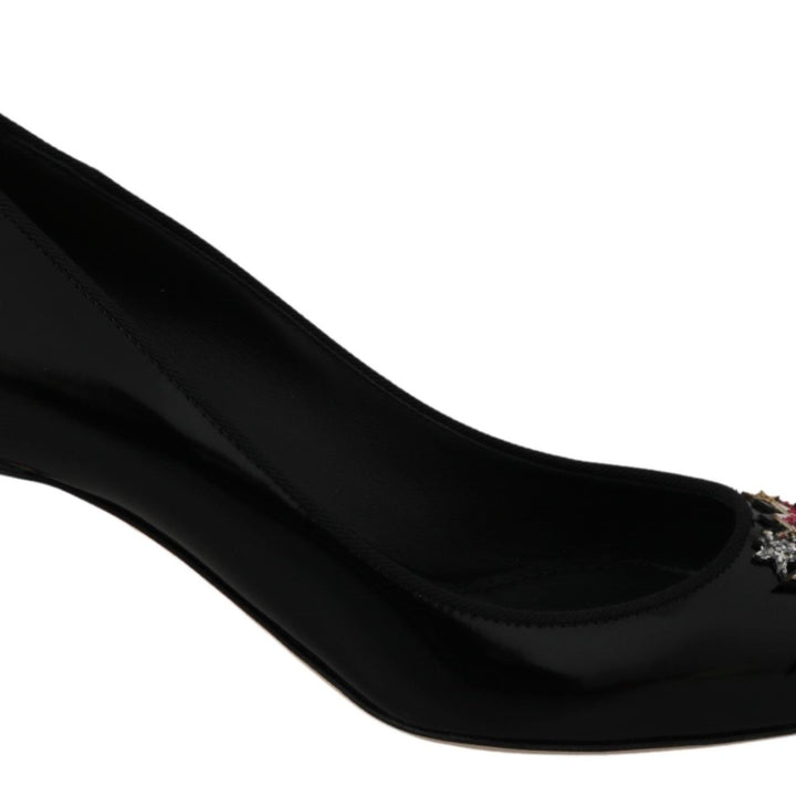 Dolce & Gabbana Black Leather BOOM Heels Pumps Shoes