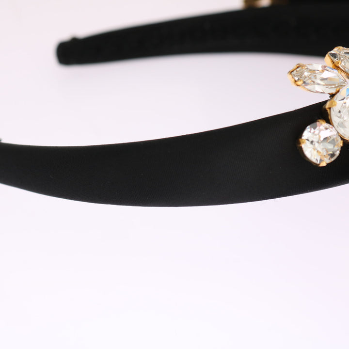 Dolce & Gabbana Black Crystal White Hair Parrucchiera Headband Diadem