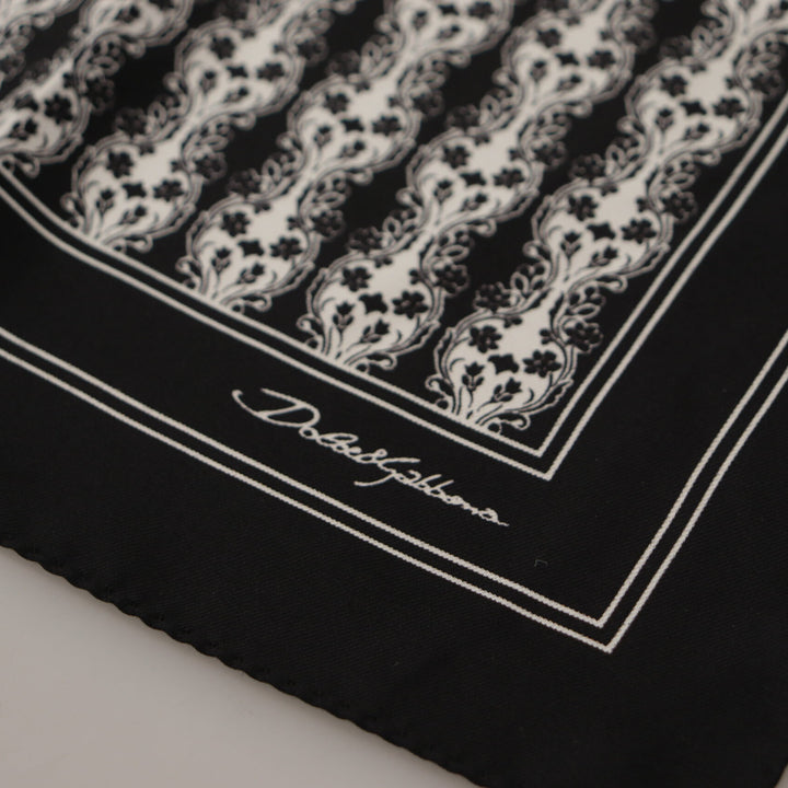 Dolce & Gabbana Black Printed Square Handkerchief Scarf