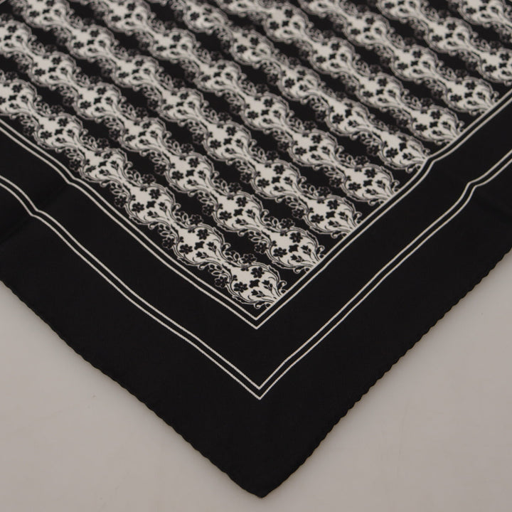 Dolce & Gabbana Black Printed Square Handkerchief Scarf