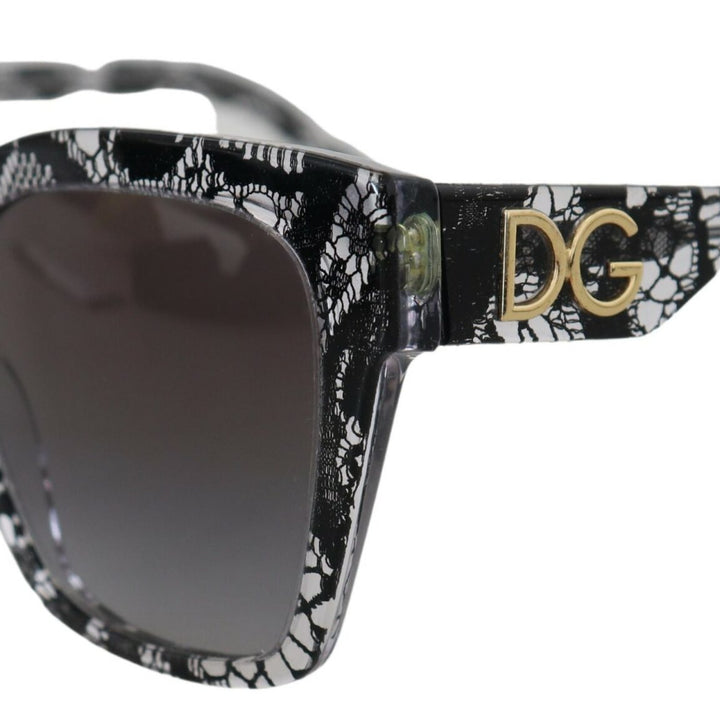 Dolce & Gabbana Black DG4384 Lace Square Acetate Full Rim Sunglasses