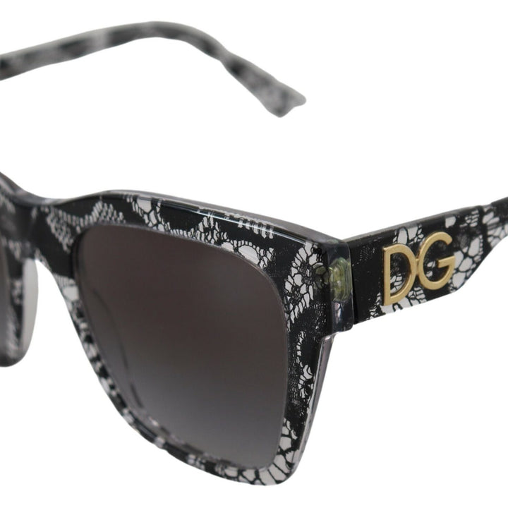 Dolce & Gabbana Black DG4384 Lace Square Acetate Full Rim Sunglasses