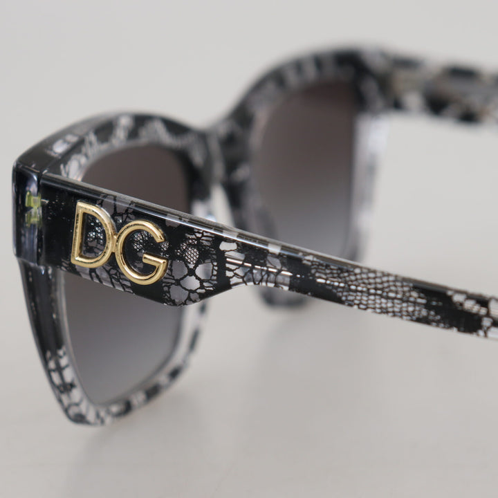 Dolce & Gabbana Black DG4384 Lace Square Acetate Full Rim Sunglasses