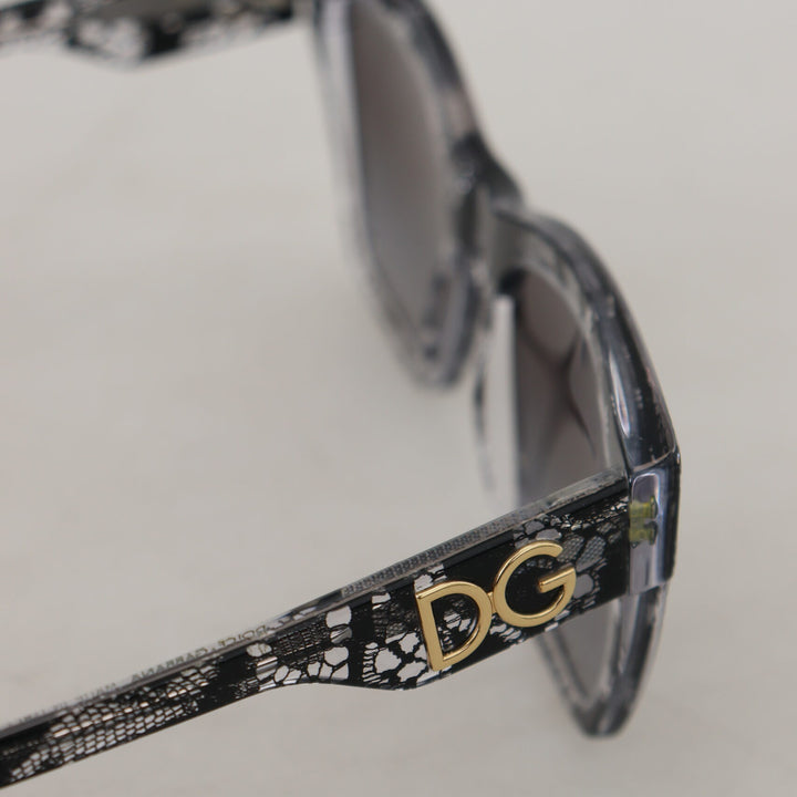 Dolce & Gabbana Black DG4384 Lace Square Acetate Full Rim Sunglasses