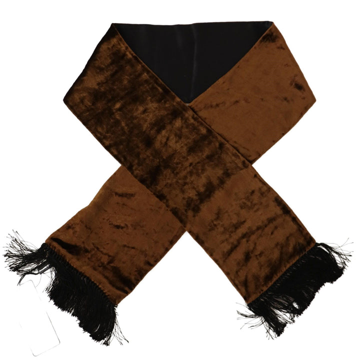 Dolce & Gabbana Brown Shawl Velvet Neck Wrap Fringe Viscose Scarf