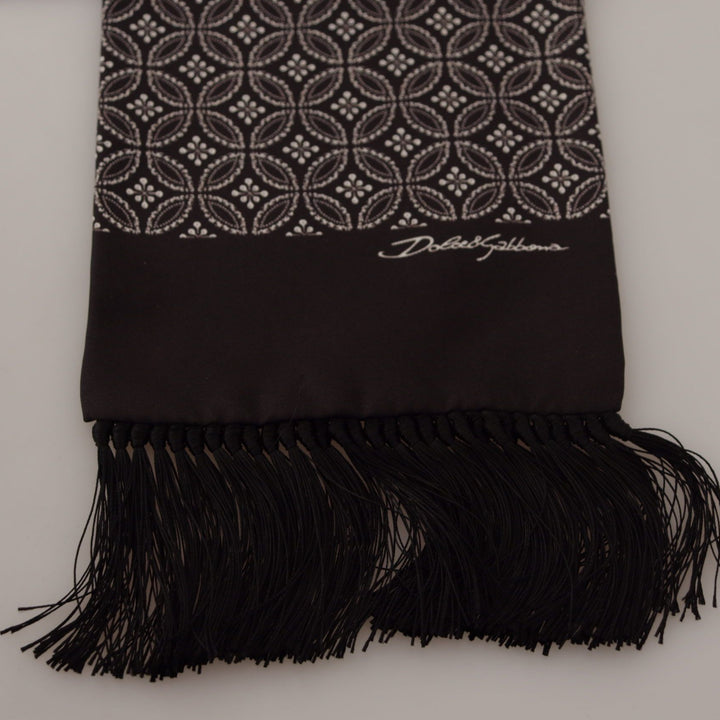 Dolce & Gabbana Brown Geometric Patterned Shawl Wrap Fringe Scarf