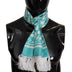 Dolce & Gabbana Blue Whale Printed Shawl Wrap Fringe Silk Teal Scarf