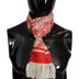 Dolce & Gabbana White Red Coral Print Shawl Wrap Fringe Scarf