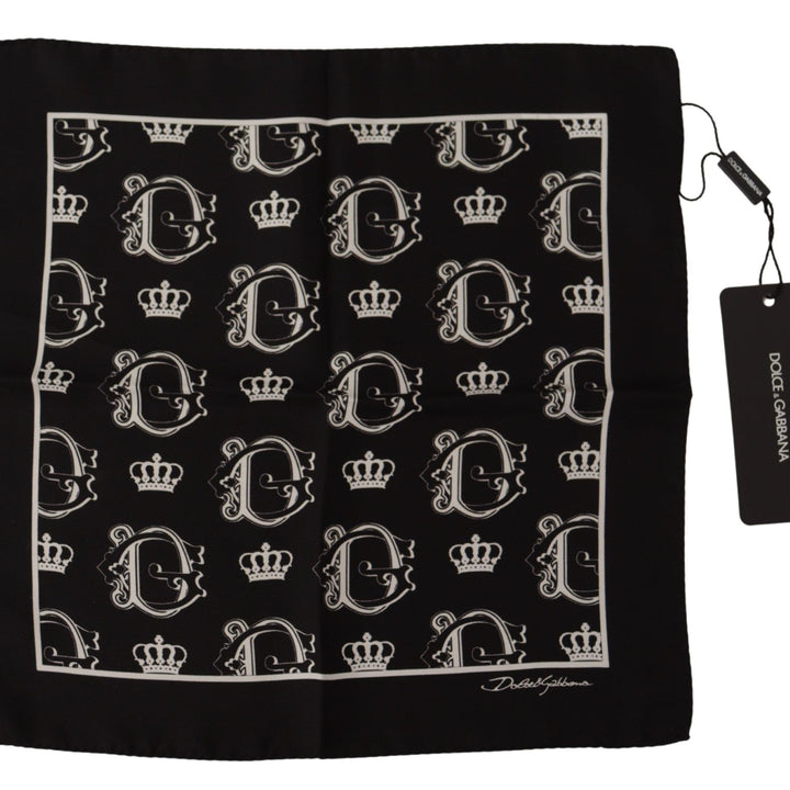 Dolce & Gabbana Black DG Crown Print Square Handkerchief