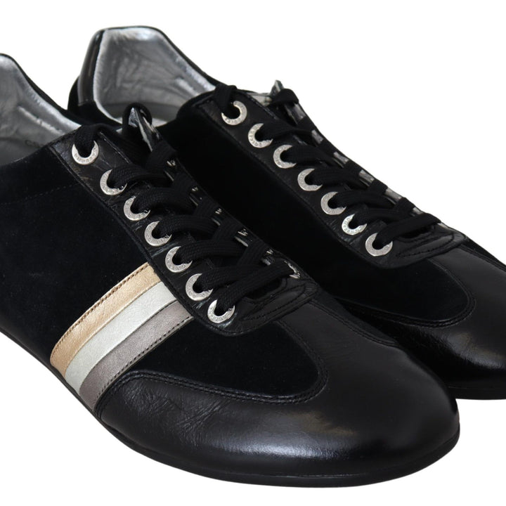 Dolce & Gabbana Black Logo Leather Casual Mens Scarpe Sneakers