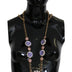 Dolce & Gabbana Gold Tone Floral Crystals Purple Embellished Necklace