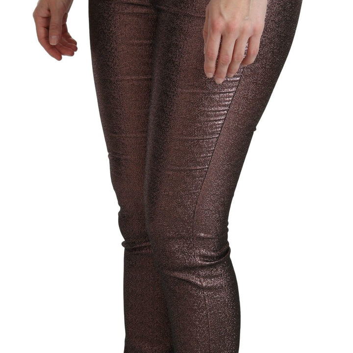 Dolce & Gabbana Purple Metallic High Waist Skinny Cotton Pants