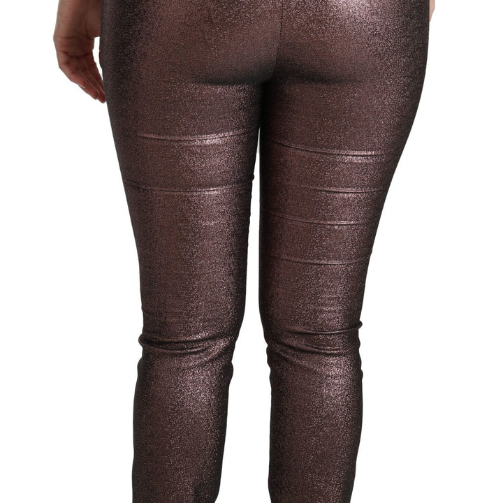 Dolce & Gabbana Purple Metallic High Waist Skinny Cotton Pants