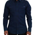 Dolce & Gabbana Blue Denim Cotton Slim Fit GOLD Shirt