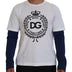 Dolce & Gabbana White Blue DG Crown Pullover Sweater