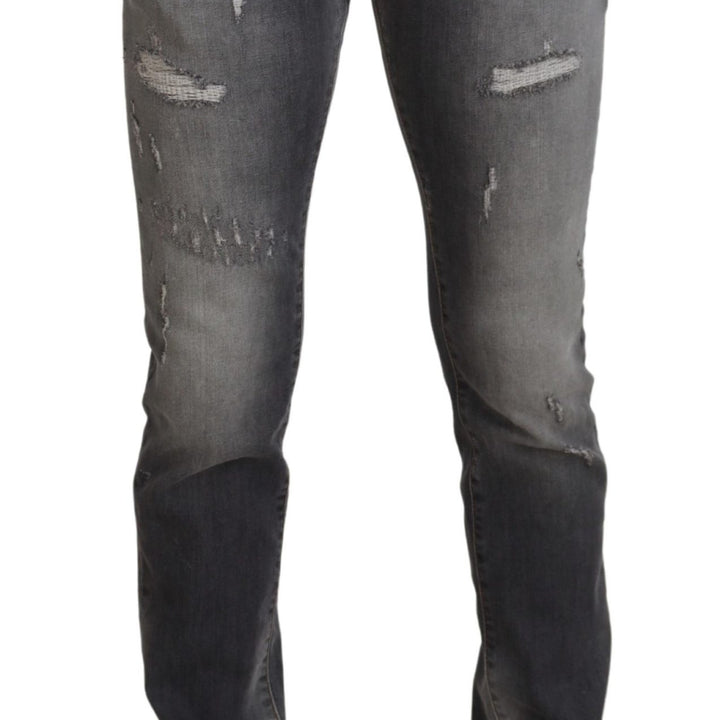 Dolce & Gabbana Gray Washed Cotton Skinny Denim Jeans