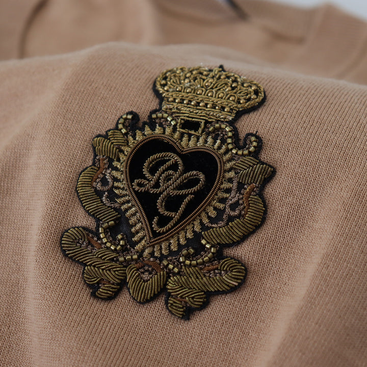 Dolce & Gabbana Beige Cashmere Crown Logo Pullover Sweater