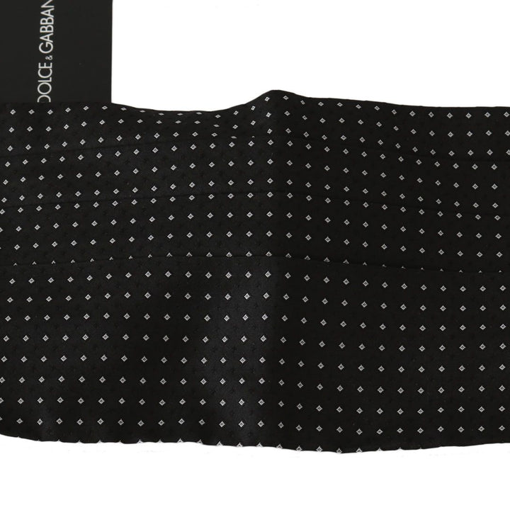 Dolce & Gabbana Black Dotted Waist Belt Silk Cummerbund