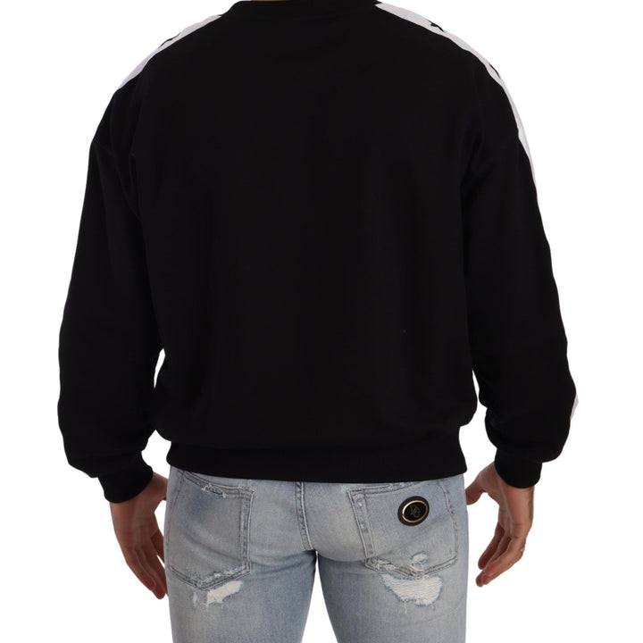 Dolce & Gabbana Black Cotton Crewneck Crown 1984 Stars Pullover Black