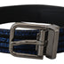 Dolce & Gabbana Blue Jacquard Stripe Silver Buckle Belt