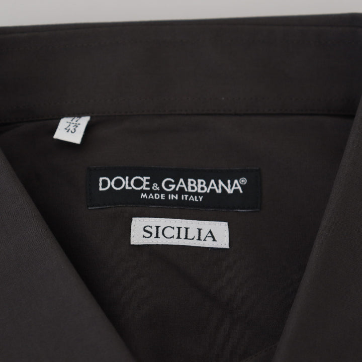 Dolce & Gabbana Gray SICILIA Slim Fit Stretch Dress Shirt