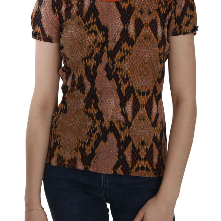 Just Cavalli Snake Skin Print Short Sleeve Top T-shirt