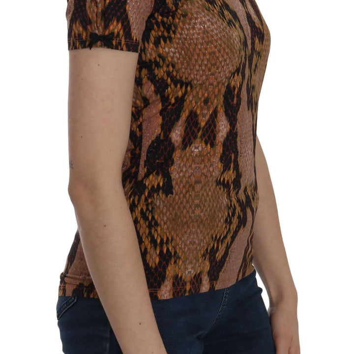 Just Cavalli Snake Skin Print Short Sleeve Top T-shirt