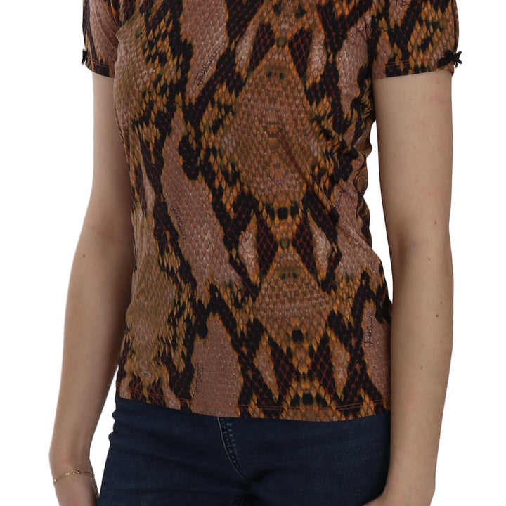 Just Cavalli Snake Skin Print Short Sleeve Top T-shirt