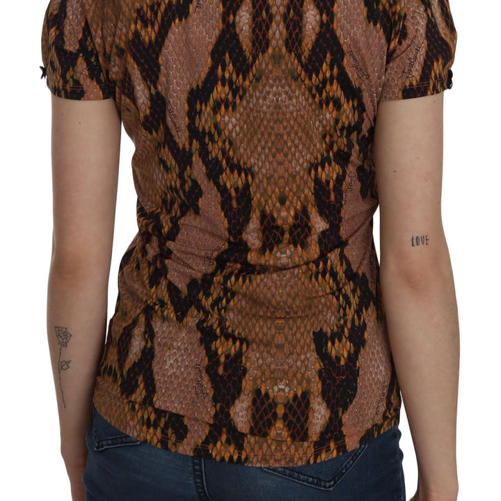 Just Cavalli Snake Skin Print Short Sleeve Top T-shirt