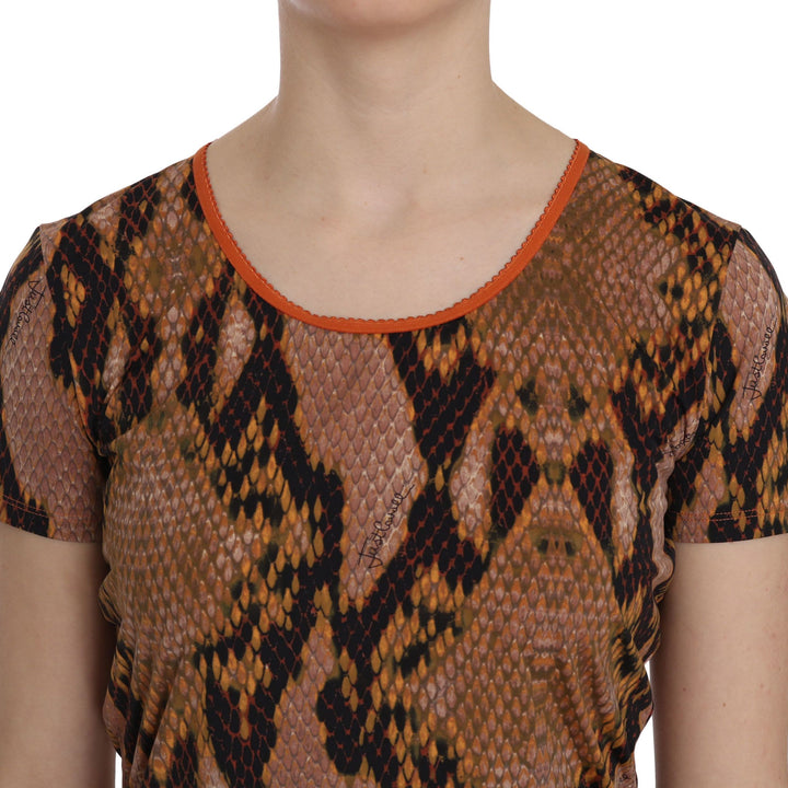 Just Cavalli Snake Skin Print Short Sleeve Top T-shirt