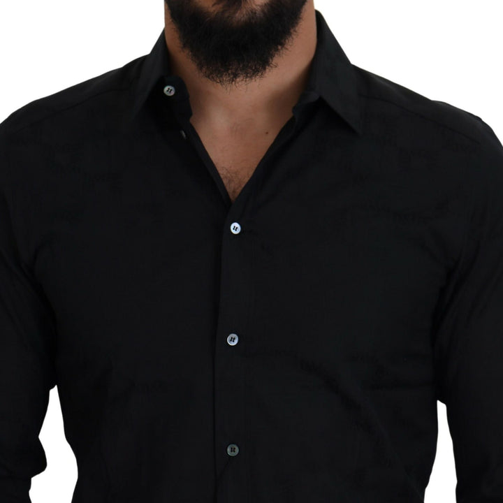 Dolce & Gabbana Black Cotton Dress Formal MARTINI Shirt