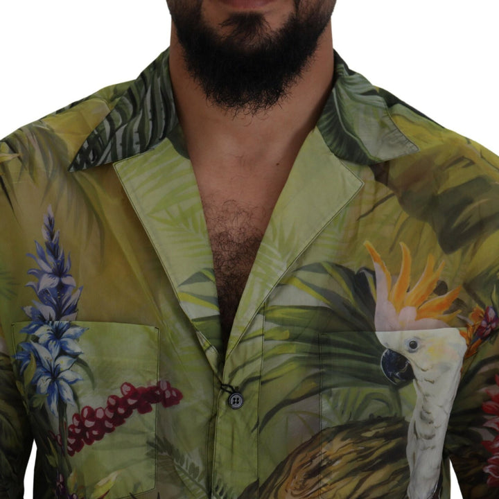 Dolce & Gabbana Multicolor Jungle Print Nylon Casual Shirt