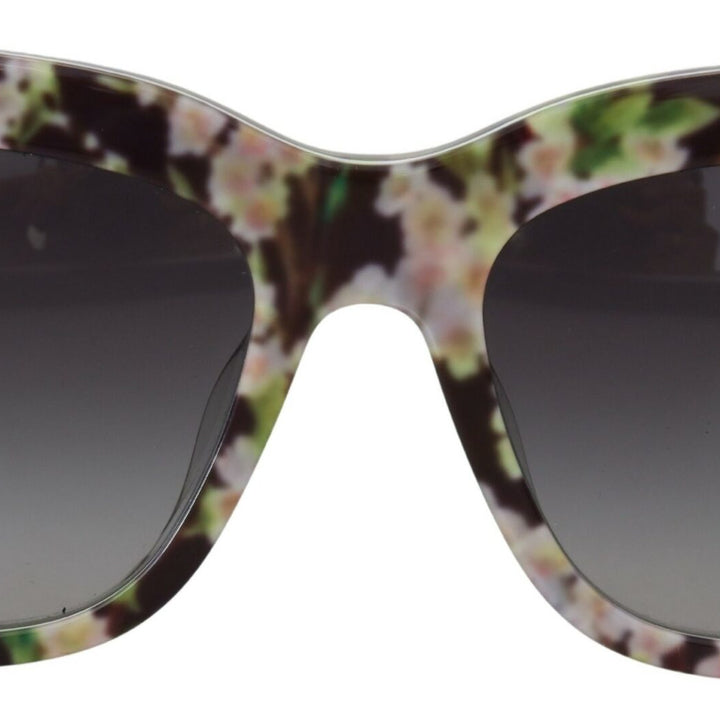 Dolce & Gabbana Black DG4231F Floral Acetate Rectangle Shades Sunglasses