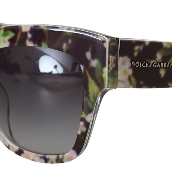 Dolce & Gabbana Black DG4231F Floral Acetate Rectangle Shades Sunglasses