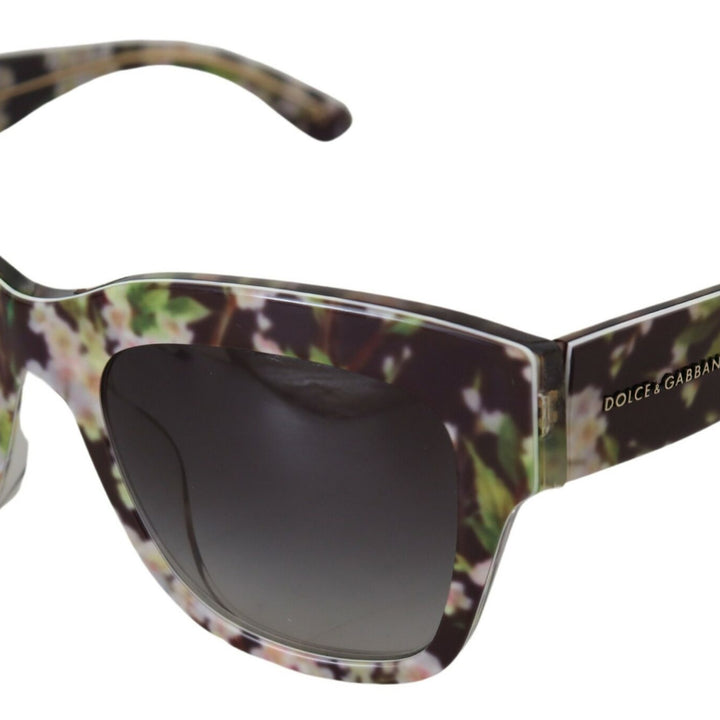 Dolce & Gabbana Black DG4231F Floral Acetate Rectangle Shades Sunglasses