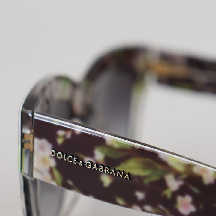 Dolce & Gabbana Black DG4231F Floral Acetate Rectangle Shades Sunglasses