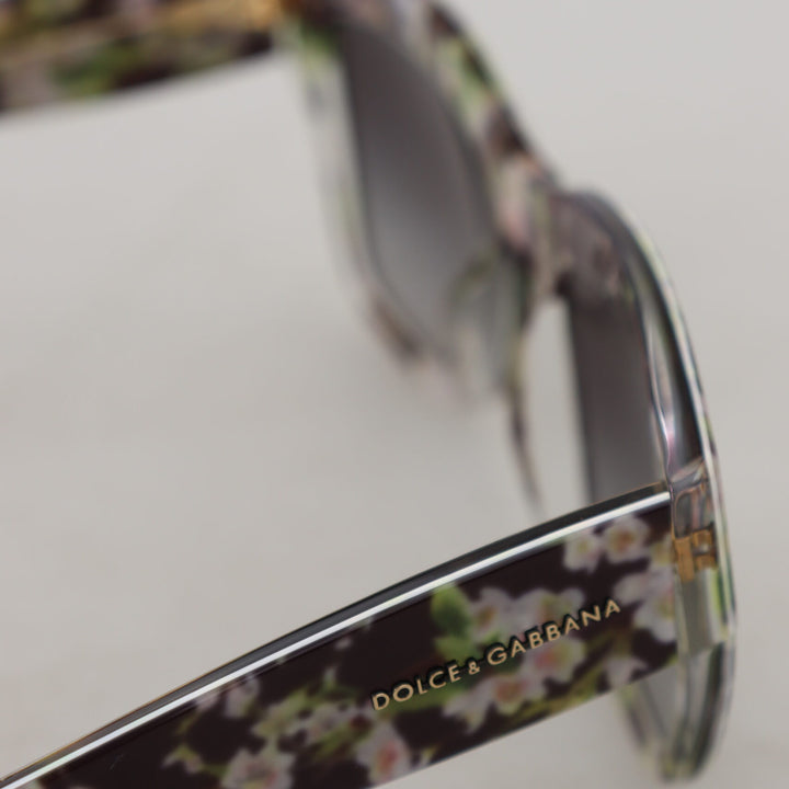 Dolce & Gabbana Black DG4231F Floral Acetate Rectangle Shades Sunglasses