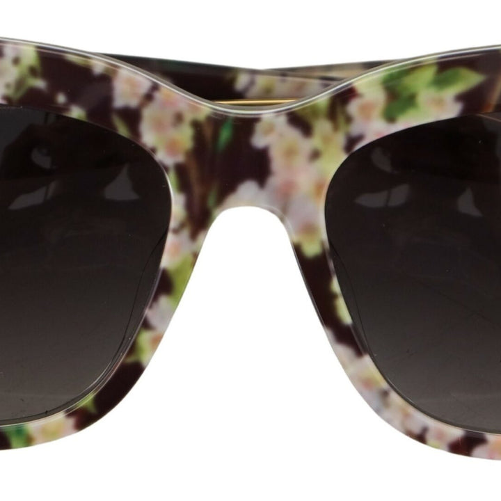 Dolce & Gabbana Black DG4231F Floral Acetate Rectangle Shades Sunglasses