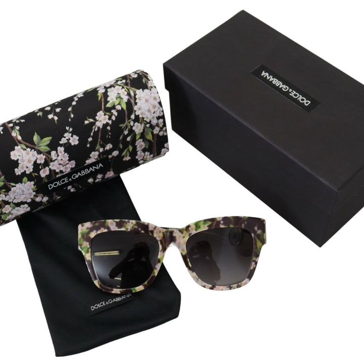 Dolce & Gabbana Black DG4231F Floral Acetate Rectangle Shades Sunglasses