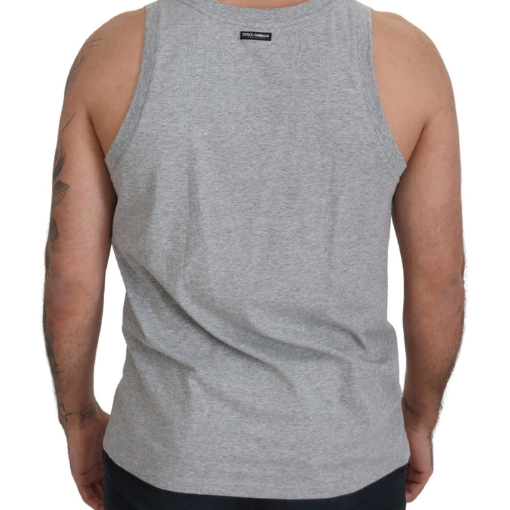 Dolce & Gabbana Gray Sleeveless Logo Print Underwear T-shirt